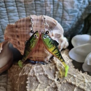 Green and Yellow Fishing Lure Earrings